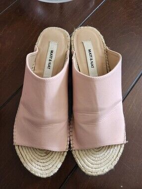 Matt & Nat Blush Pink Slide Espadrille Mules- Size 9